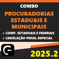 COMBO PGE E PGM (PROCURADORIAS ESTADUAIS E MUNICIPAIS + COMPLEMENTARES ESTADUAIS E FEDERAIS + LPE) G7 JURÍDICO 2025.2