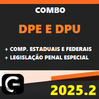 COMBO DPE E DPU (DEFENSORIA PÚBLICA ESTADUAL E DEFENSORIA PÚBLICA DA UNIÃO + COMPLEMENTARES ESTADUAIS E FEDERAIS + LPE) G7 JURÍDICO 2025.2
