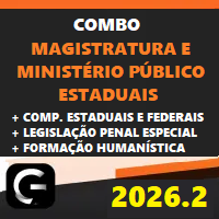 COMBO (MAGISTRATURA ESTADUAL E MINISTÉRIO PÚBLICO ESTADUAIS – MP + COMPLEMENTARES ESTADUAIS E FEDERAIS + LPE + FORMAÇÃO HUMANÍSTICA) G7 JURÍDICO 2026.2